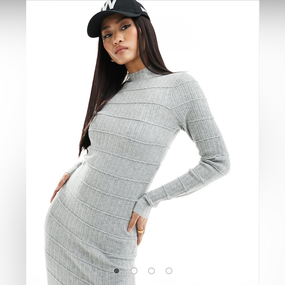 NWT Vera Moda Gray Ribbed Knit Dress stretchy lightweight